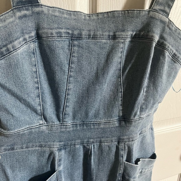 Wide Leg Denim Jumpsuit - Picture 5 of 6